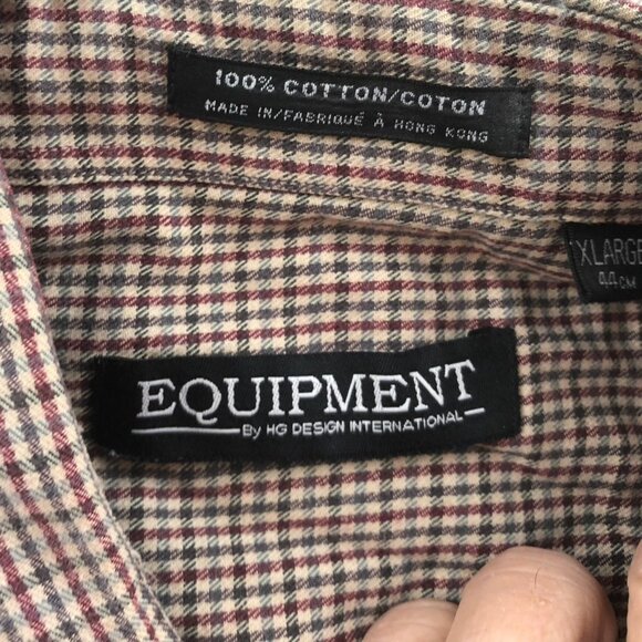 Equipment Mens Shirt Size XL Long Sleeve Checkered Button Down Classic Brown - Picture 3 of 9